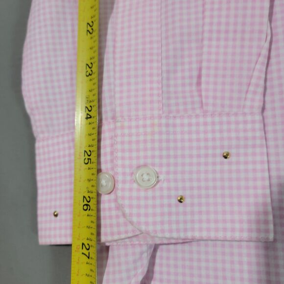 Pink Gingham Check Flannel Top Womens Plus Size 1X Rhinestone Floral Embellished - Picture 16 of 16